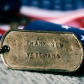 Dog tag saying Thank You Veterans