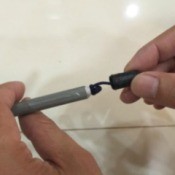 A tent pole elastic that has been repaired.